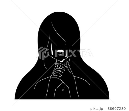 首を絞める女性の自殺イメージの抽象的なイラストのイラスト素材