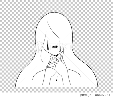 Abstract illustration of a woman's suicide image strangled with white paint and black lines 88607284