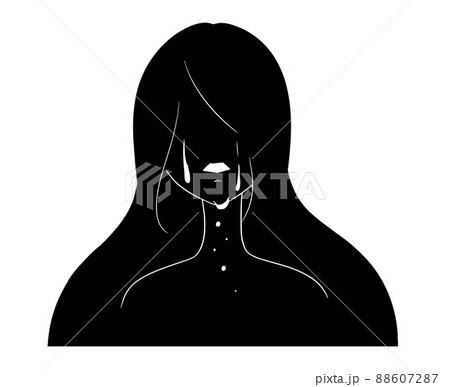 涙を流す女性の鬱イメージの抽象的なイラスト 涙を流す女性の鬱イメージの抽象的なイラスト 88607287