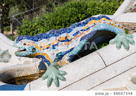 原画#3747 グエル公園 バルセロナ スペイン 水彩画 ドローイング 風景