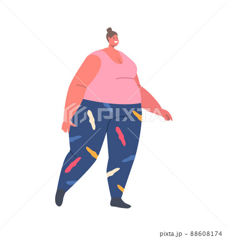 Fatty Overweight Girl Weight Loss, Dieting, Transformation. Corpulent Woman Wear Sports Suit Walking Isolated on White Fatty Overweight Girl Weight Loss, Dieting, Transformation. Corpulent Woman Wear Sports Suit Walking Isolated on White 88608174