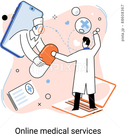 Online medical services mobile application, consultation and prescription medicine, health care 88608367