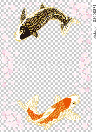 櫻花和鯉魚_vertical 88608871