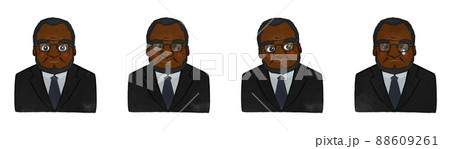 スーツを着たかわいい中年男性イラストセット03のイラスト素材