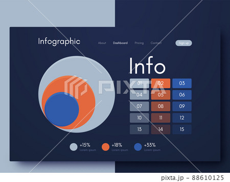 Modern infographic vector elements for business brochures. Use in website, corporate brochure, advertising and marketing. Pie charts, line graphs 88610125