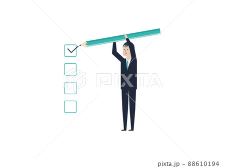チェックボックスにチェックを入れるビジネスマンのイラスト素材 88610194