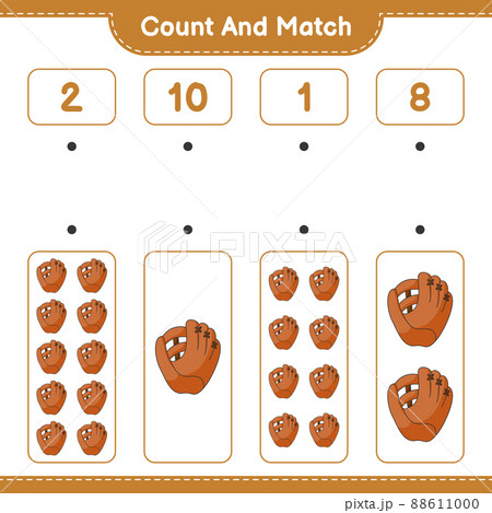 Count and match, count the number of Baseball Glove and match