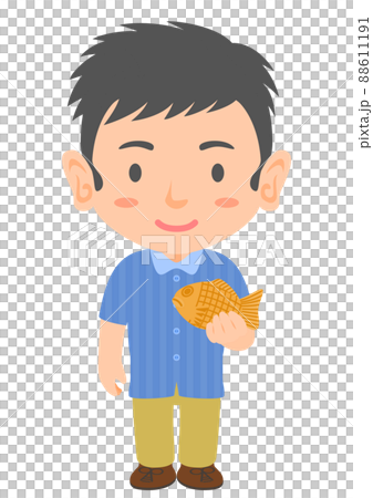 たい焼きを食べる男性 88611191