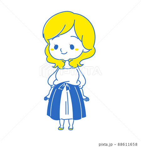 おだやかな微笑みを浮かべるプラスサイズ女子のイラスト 青系 おだやかな微笑みを浮かべるプラスサイズ女子のイラスト 青系 88611658