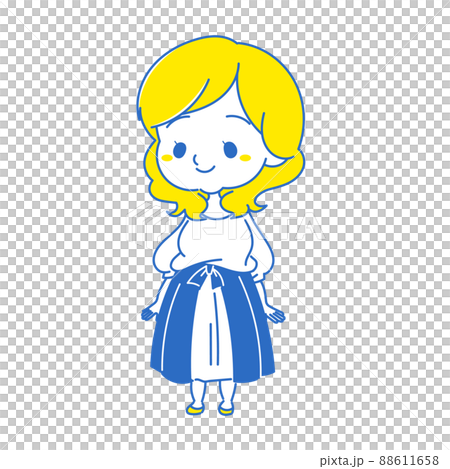 おだやかな微笑みを浮かべるプラスサイズ女子のイラスト 青系 おだやかな微笑みを浮かべるプラスサイズ女子のイラスト 青系 88611658