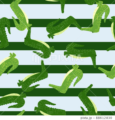 Cute crocodile seamless pattern. Background with funny alligator in doodle style for fabric. 88612830
