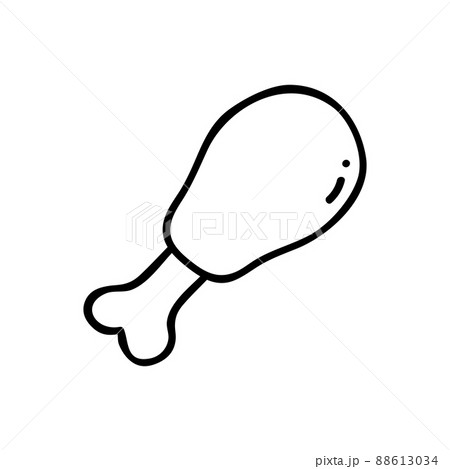 Thin line chicken leg icon isolated on white background - Vector 88613034