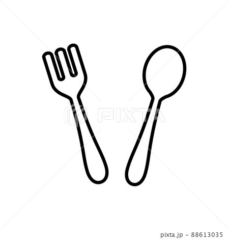 Thin line cutlery icon on white background - Vector 88613035