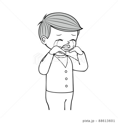 号泣_昭和テイストの男の子_モノクロ 88613601