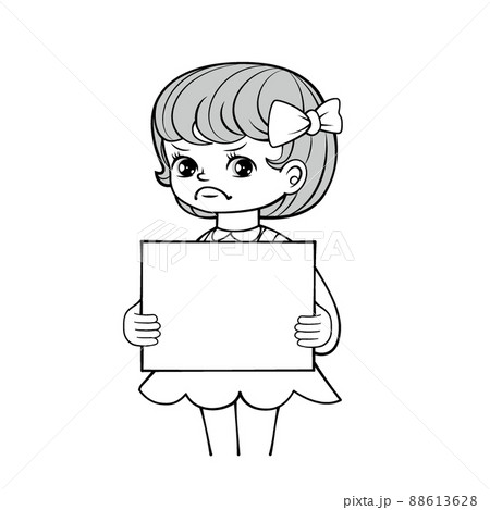 フリップ_怒る_昭和テイストの女の子_モノクロ 88613628