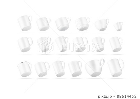 Blank white ceramic mug mockup, different types, no gravity Blank white ceramic mug mockup, different types, no gravity 88614455