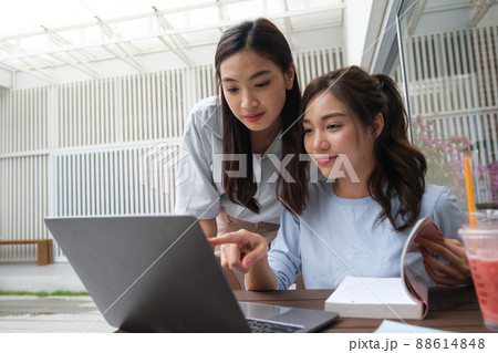 Couple women exercise and living lifestyle at home. Couple women exercise and living lifestyle at home. 88614848