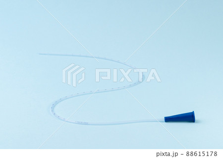 Rusch male and female all purpose catheter on blue background, straight tipped intermittent catheters Rusch male and female all purpose catheter on blue background, straight tipped intermittent catheters 88615178