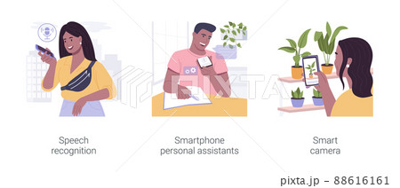 Artificial Intelligence technology use isolated cartoon vector illustrations set. 88616161