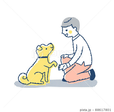 お手をする犬と男の子 お手をする犬と男の子 88617801