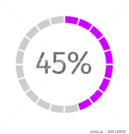 45 percent filled round loading bar divided on segments from 1 to 20. Progress, waiting, buffering or downloading icon. Infographic element for website interface 88618866