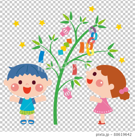 七夕飾りを楽しむ子どもたち 七夕飾りを楽しむ子どもたち 88619642