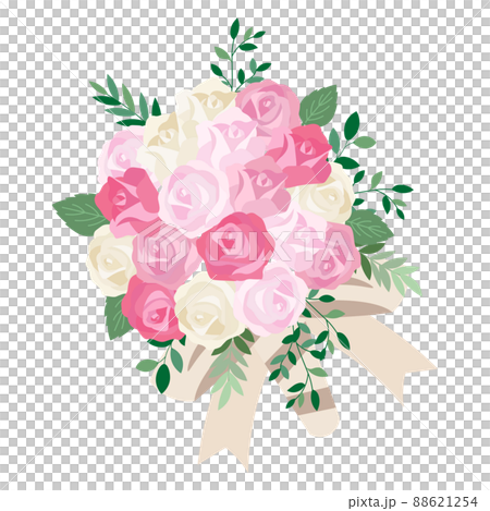 玫瑰婚禮花束的插圖 88621254