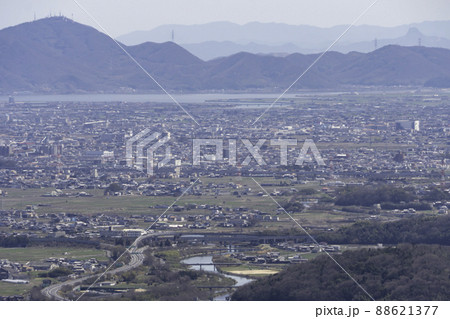 鬼ノ城からの眺望　児島湖と金甲山周辺　岡山県総社市 88621377