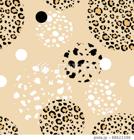 Abstract modern leopard seamless pattern with circles. Animals trendy background. Color decorative vector illustration for print, card, fabric, textile. Modern ornament of stylized skin 88622396