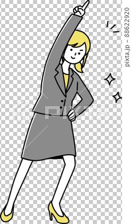 ビジネスパーソン女性 No.1指差しポーズ 線あり ビジネスパーソン女性 No.1指差しポーズ 線あり 88622920