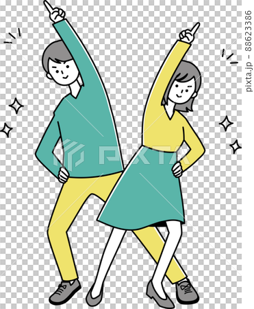 大人の男女　No.1指差しポーズ　線あり 88623386