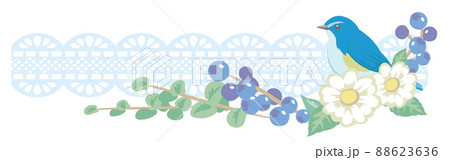 お花と鳥のカット。ベクターイラスト素材 お花と鳥のカット。ベクターイラスト素材 88623636