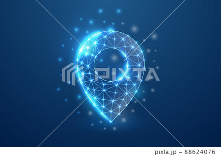 Location pin 3d symbol in blue low poly style. Gps navigation, map pointer design concept illustration. Online delivery polygonal wireframe. 88624076