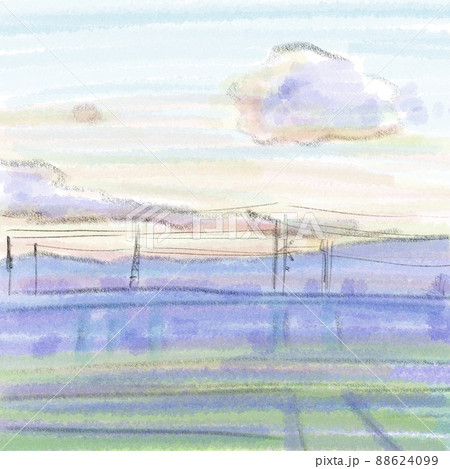 夕暮れの山際のイラスト 88624099