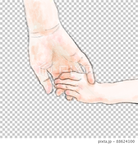 一個成年人和一個孩子手牽手的插圖 88624100