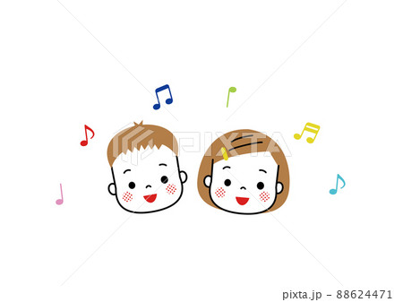 歌をうたっている子供たち　音符 88624471