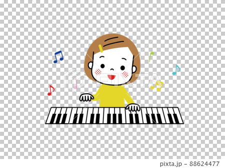 楽しそうにピアノを弾いている女の子 88624477