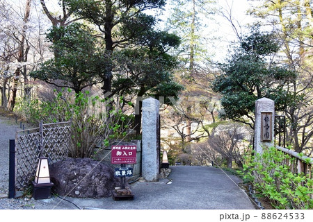 群馬県高崎市　徳明園・三徳記念館散策路入口と新緑 88624533