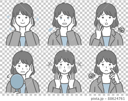 顔の肌に関する色々　スーツの若い女性 88624761