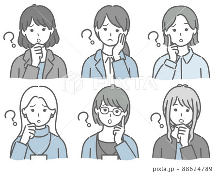 疑問に思う女性のセット（仕事向きの服装） 88624789