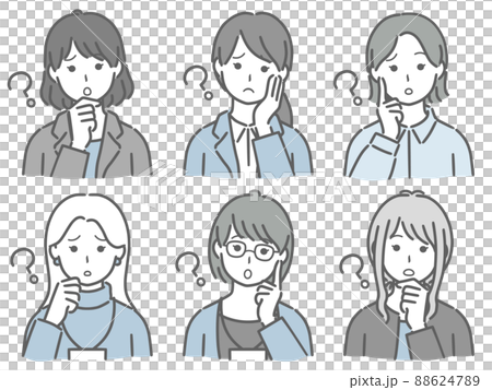 疑問に思う女性のセット（仕事向きの服装） 88624789