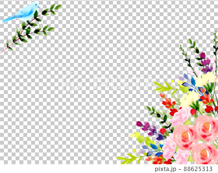 水彩花鳥角框背景 88625313