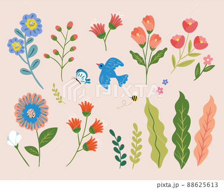 Cute doodle style flower collection 88625613