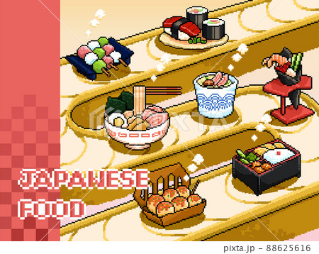 Cute pixel Japanese appetizer set Cute pixel Japanese appetizer set 88625616