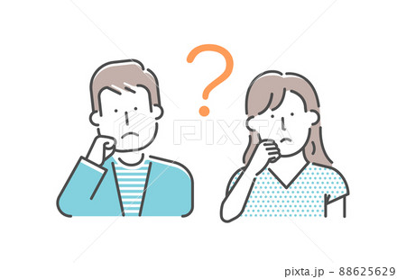 若い男女 (夫婦・カップル) 上半身 ベクター イラスト / 疑問・クエスチョン・困っている 88625629