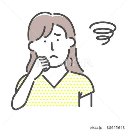若い女性 上半身 ベクター イラスト / 悩んでいる・困っている・頭が痛い 若い女性 上半身 ベクター イラスト / 悩んでいる・困っている・頭が痛い 88625648