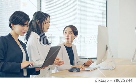 オフィスでミーティングする女性グループ オフィスでミーティングする女性グループ 88625844