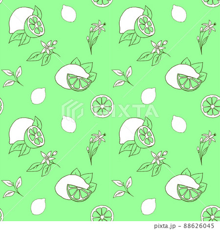seamless graphic fruit pattern on mint background 88626045