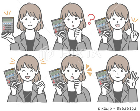 電卓を手に持つスーツの若い女性 電卓を手に持つスーツの若い女性 88626152