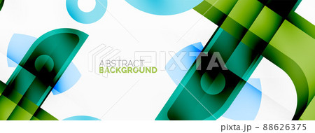Minimalist geometric abstract background. Lines, circles with shadow effects composition wallpaper design 88626375